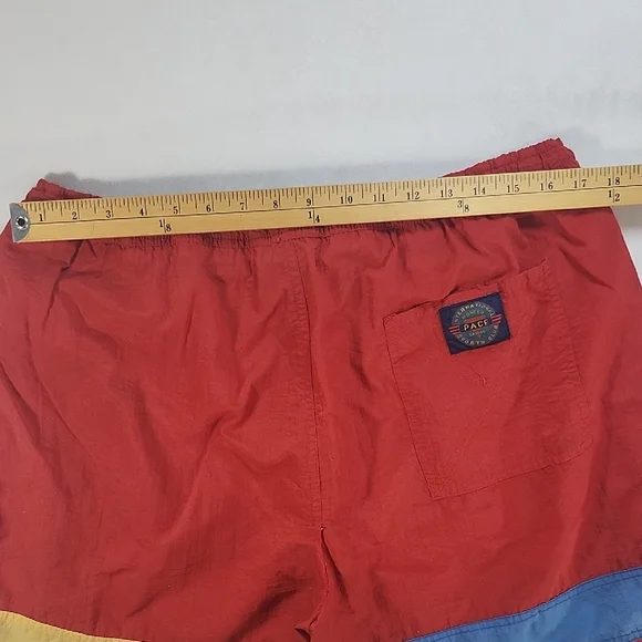 Pace Vintage Red Yellow Blue Swim Shorts with Drawstring - Picture 10 of 12